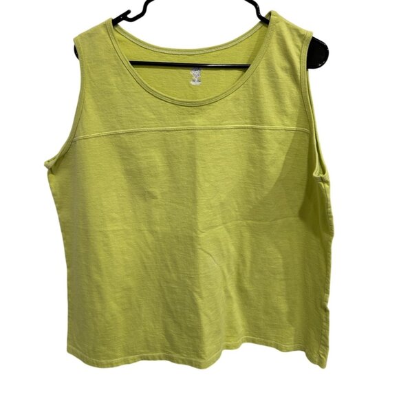 Just My Size Womens Plus Size Bright Yellow Green Sleeveless Top Sz 18W - Picture 1 of 10